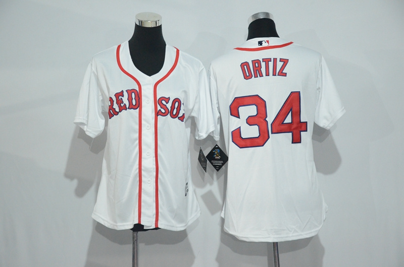 Womens 2017 MLB Boston Red Sox #34 Ortiz White Jerseys->women mlb jersey->Women Jersey